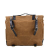Canvas Motorcycle Saddlebag with Waxed Finish and Cowhide Leather Straps