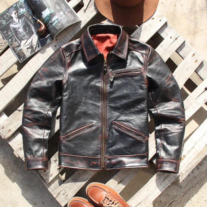 Men’s Waxed Cowhide Leather Jacket