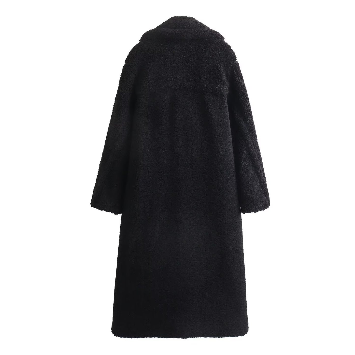 Terry fabric long teddy coat