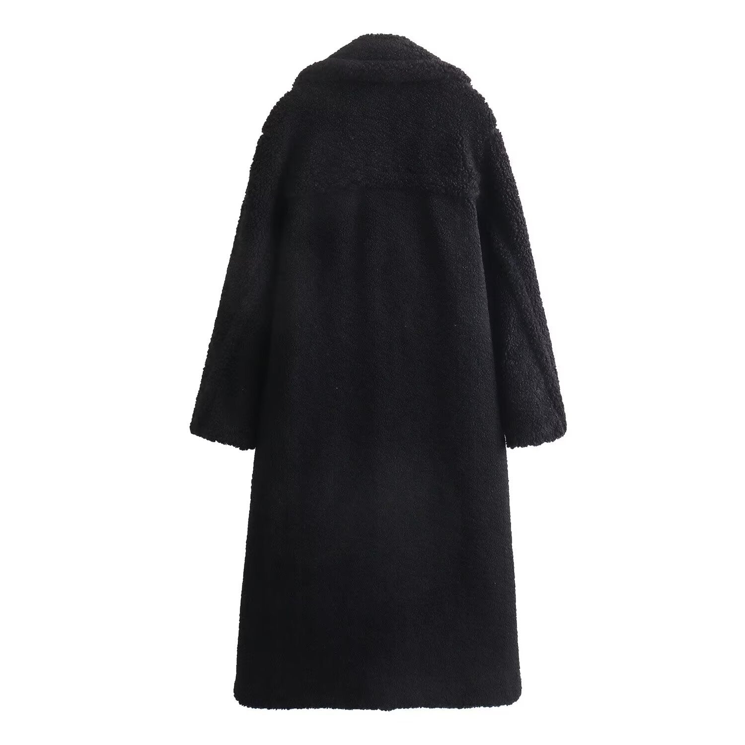 Terry fabric long teddy coat