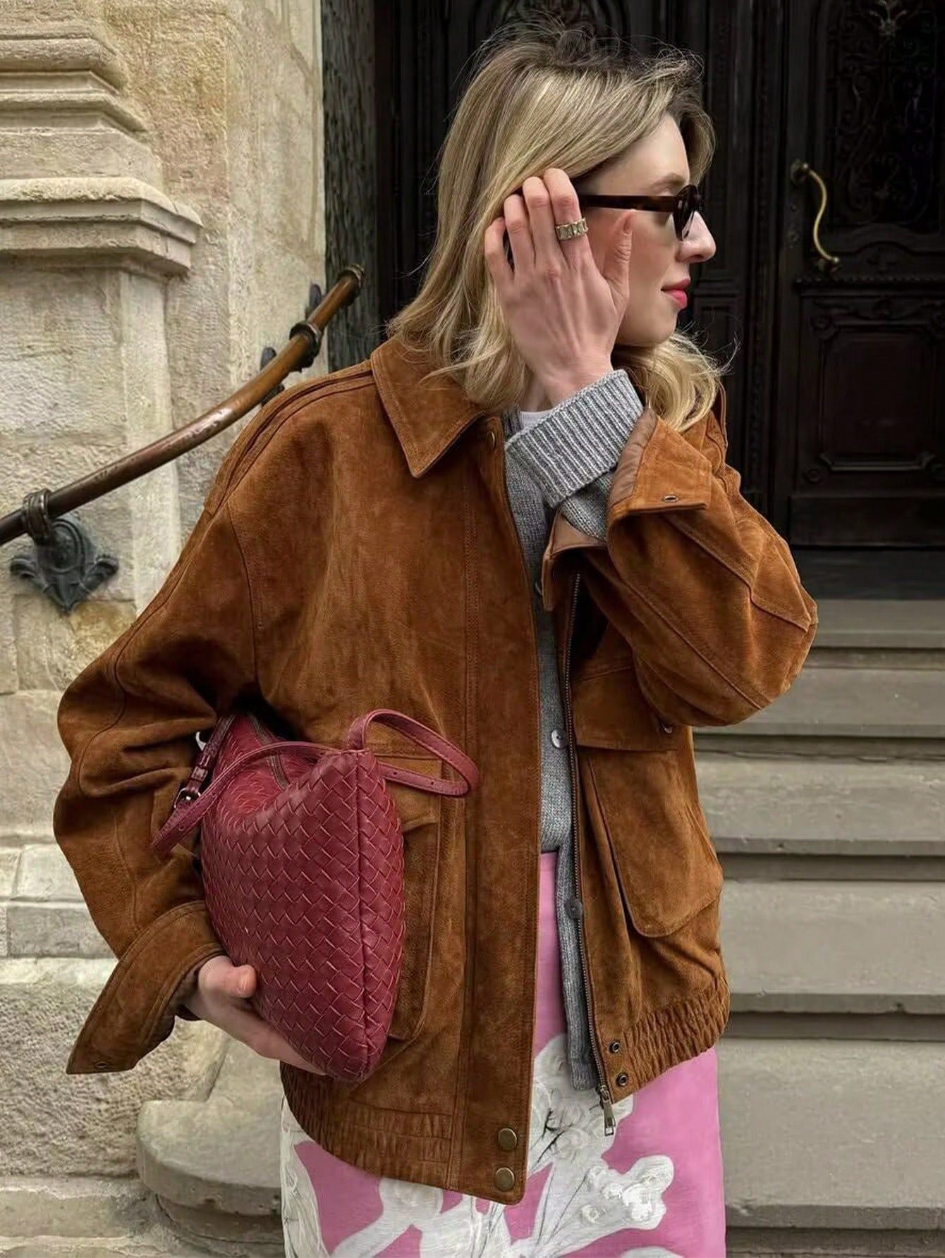 Women’s Faux Suede Loose Jacket Brown