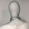 Rhinestone mesh hood women crystal net face cover festival