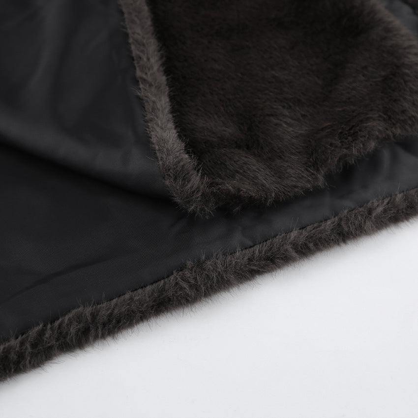 Women Faux Fur Sleeveless Vest Top High Collar