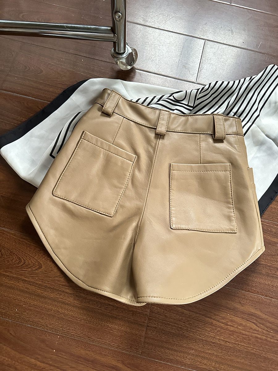 Women high waisted leather short shorts