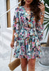 Ruffle Floral Wrap Mini Dress Boho Summer Dress