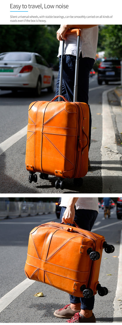 Genuine Leather 20 Inch Airline Cabin Trolley Bag Luggage