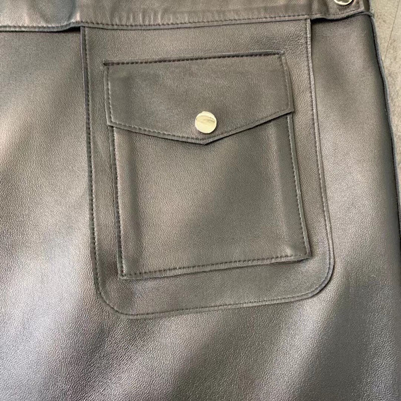 Women’s Leather Mini Skirt High Waist A-line