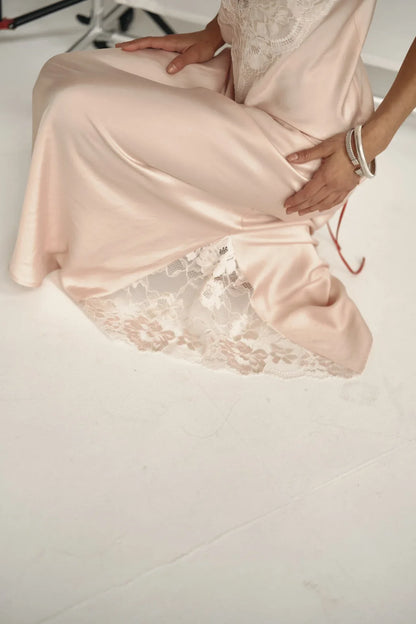 French style satin lace sleep dress