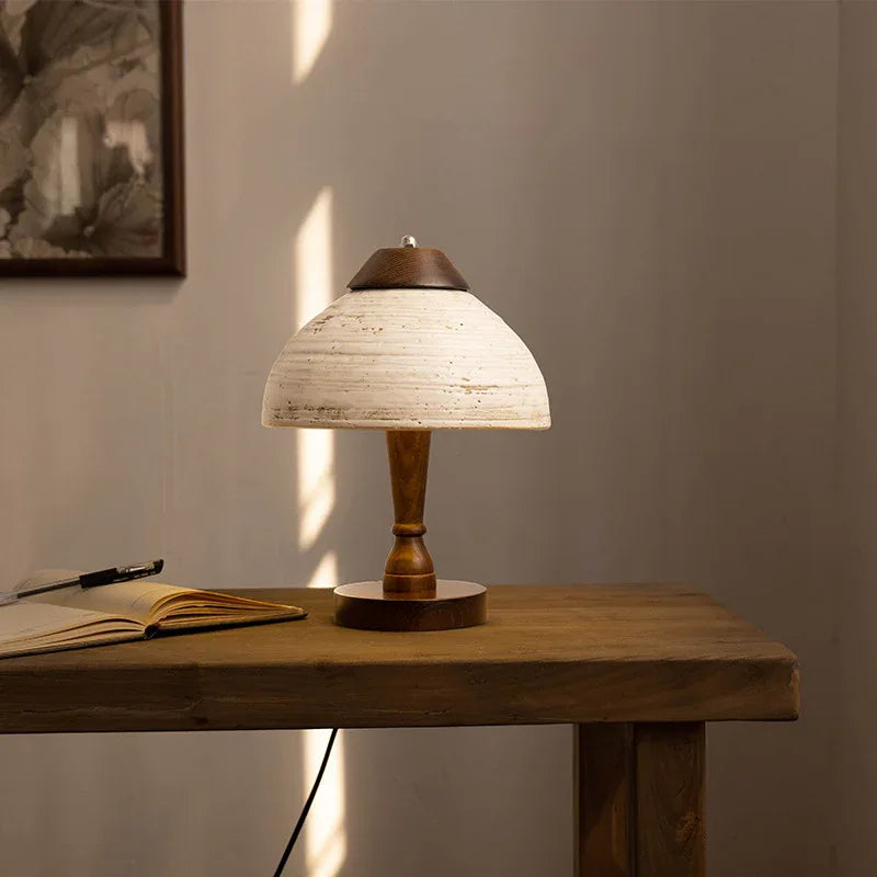 Ceramic wood wabi sand table lamp for home