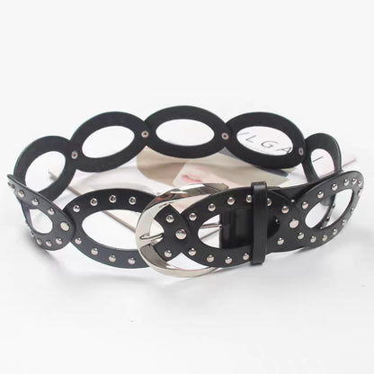 Women’s Studded Oval Link Hip Belt in Punk Style