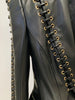 Women slim fit lace up faux leather jacket