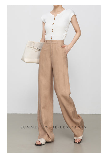 Casual Slacks with high waist summer drape