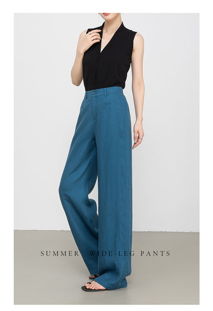 Casual Slacks with high waist summer drape