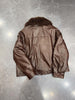 Women waxed leather aviator fur down jacket