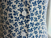 French Retro Blue Floral Button-Front A-Line Mini Dress