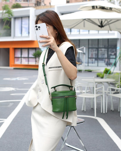Genuine Leather Women’s Box Bag Crossbody Messenger