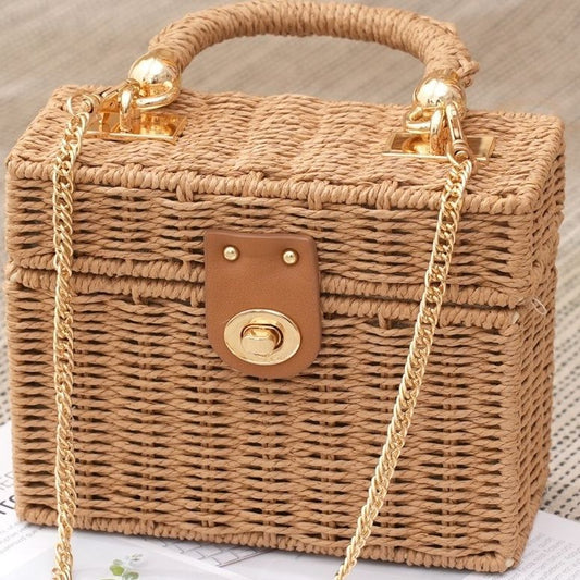 Hand Woven Box Bag Crossbody Chain Purse