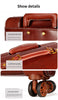 Leather Carry On Suitcase Trolley Case with Spinner Wheels