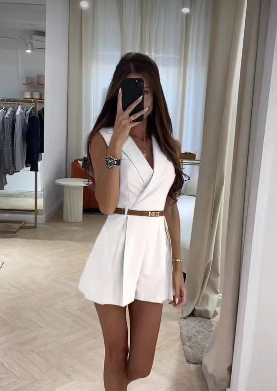 Pleated Wide-Leg Black Jumpsuit for Women