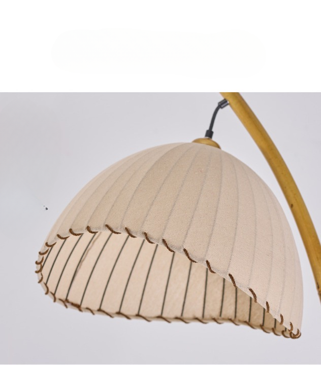 Boho Bamboo Floor Lamp with Rattan Shade Modern Standing Light