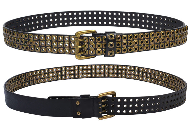 Studded Leather Belts with Rivets Western Cowboy