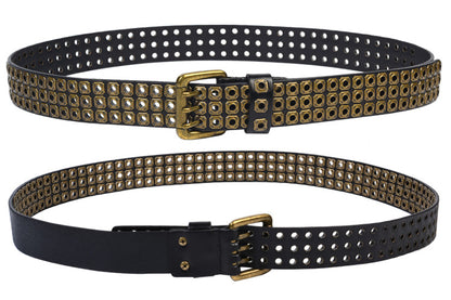 Studded Leather Belts with Rivets Western Cowboy