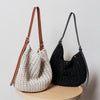 Woven Summer Shoulder Beach Bag with Leather Base