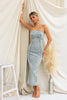 Women Slim Strapless Denim Midi Dress Bodycon