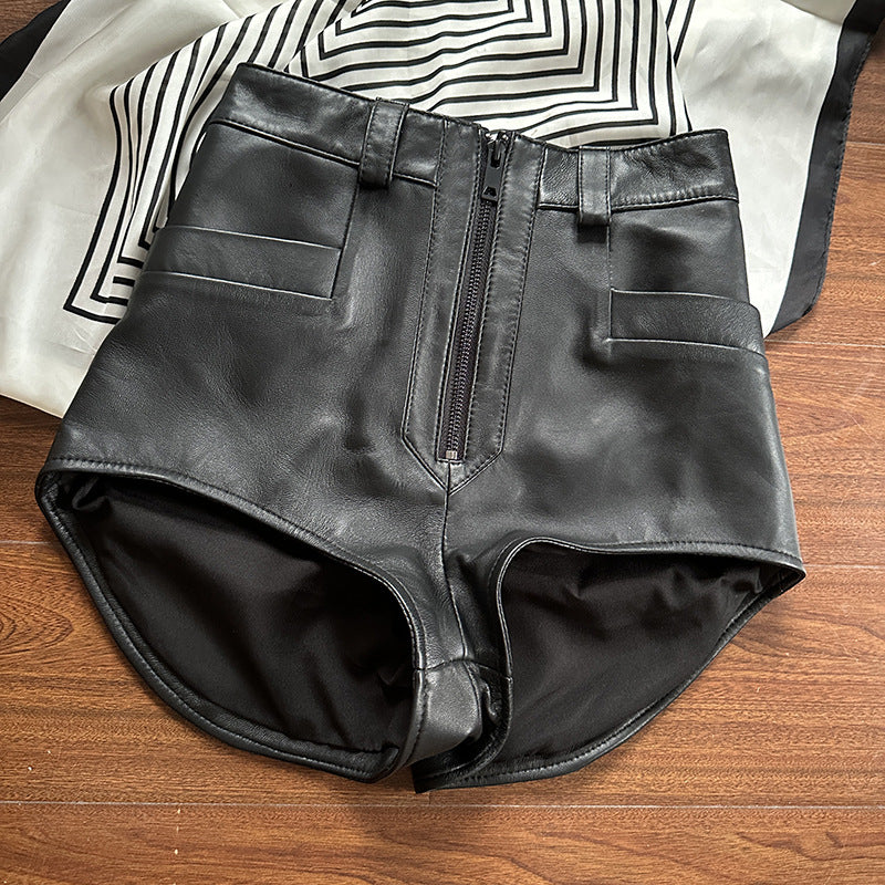 Women high waisted leather short shorts