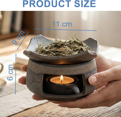 Ceramic Incense Burner with Tea Light Herb Warming Tray