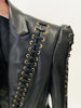 Women slim fit lace up faux leather jacket