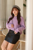 Women Short Mini Imitation Leather Skirt Brown