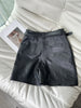 High waisted sheepskin leather bermuda shorts