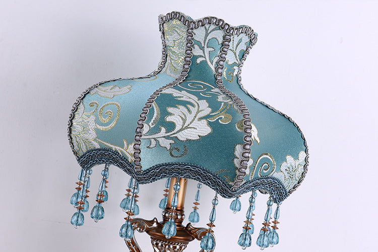European retro bedside table lamp with fabric shade
