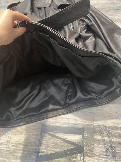 Women Oversized Genuine Leather Motorcycle Jacket Retro Washed