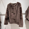 Women Leather Real Fur Coat Short Shearling Round Neck Jacket 1 M