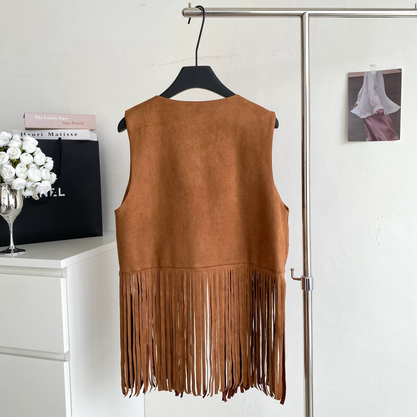 Women’s Bohemian Embroidered Fringe Suede Vest