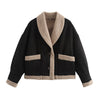 Retro camel shearling lapel winter coat women 2 S