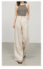 High waist women linen pants with wide leg
