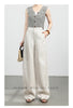 High waist wide leg linen pants for women