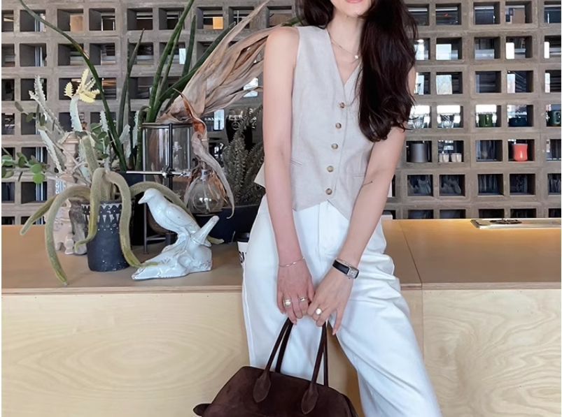Knitted Fabric Womens Sleeveless Vest