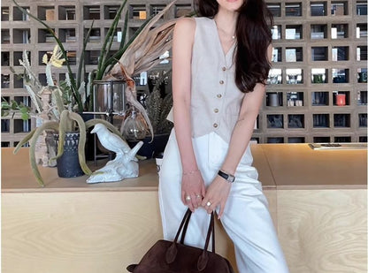 Knitted Fabric Womens Sleeveless Vest