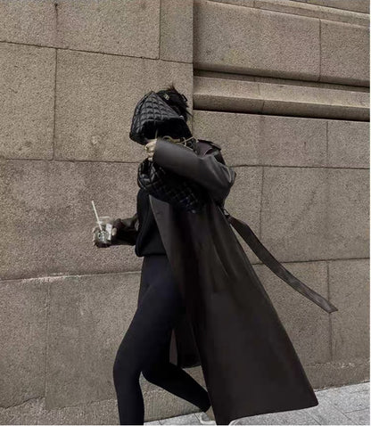 Over the Knee Faux Leather Women Long Coat