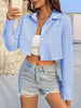 Solid Button Front Crop Shirt