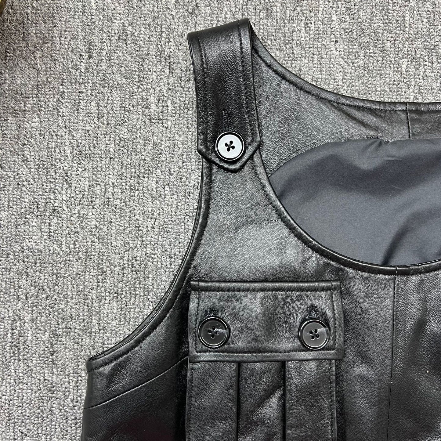 Women Leather Mini Dress A-Line Pocket Dress