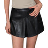 Black Faux Leather Mini Skirt High Waist Pleated