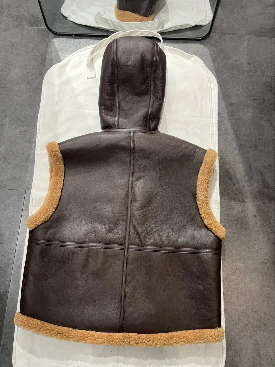 Maillard Brown Reversible Shearling Vest