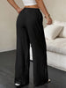 White Cotton Lounge High Waisted Pants for Women with Pockets