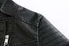 Women’s Faux Leather Motorcycle Jacket with Belt