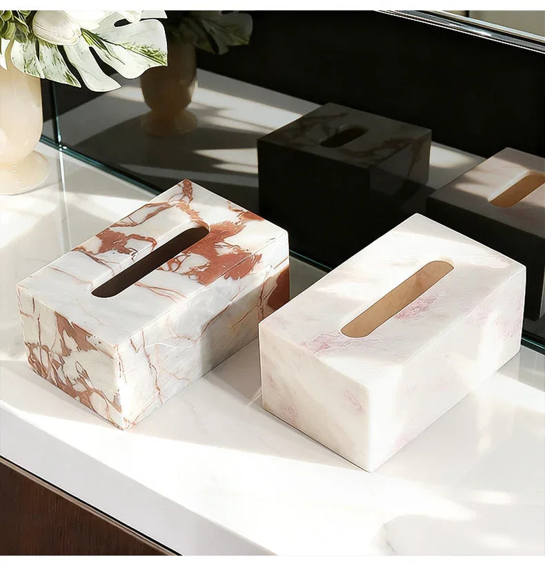 Natural Marble Rectangular Tissue Box Holder